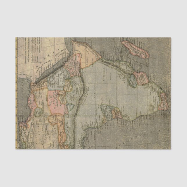 Papel De Seda Mapa de África de época (Anverso)