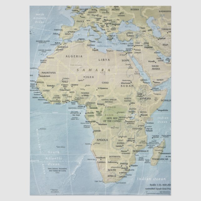 Papel De Seda Mapa de África Decoupage (Anverso)