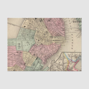 Papel De Seda Mapa de Boston de Mitchell