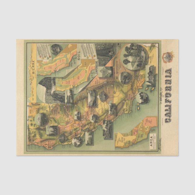 Papel De Seda Mapa de California (Anverso)