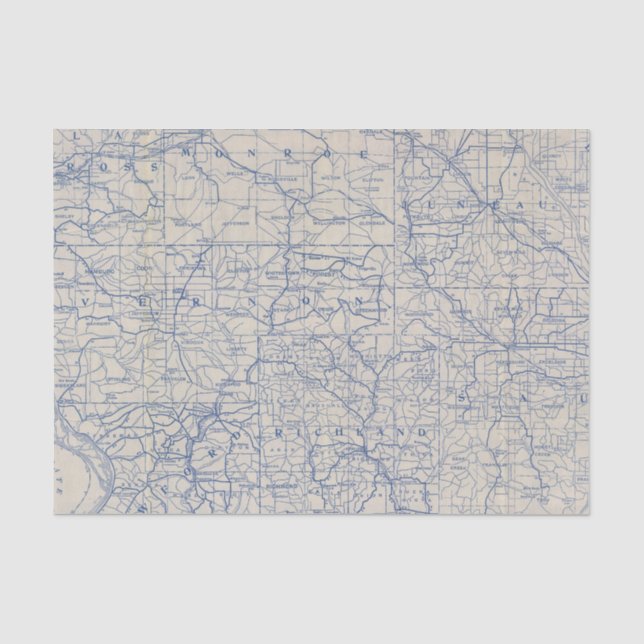 Papel De Seda Mapa de camino de la bicicleta de Wisconsin (Anverso)