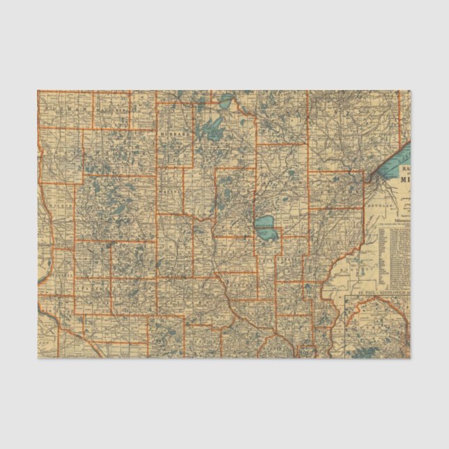 Papel De Seda Mapa de camino de Minnesota (Anverso)