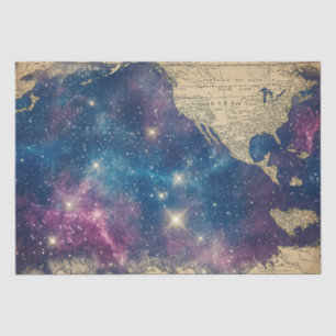 Papel De Seda Mapa de Carta Estelar Vintage Morado Encantado