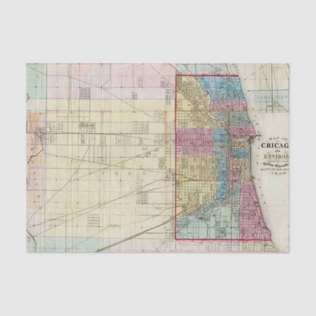 Papel De Seda Mapa de Chicago (Anverso)