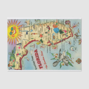 Papel De Seda Mapa de correos de la Florida de color vintage