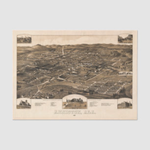 Papel De Seda Mapa de época de Anniston, Alabama (1887)
