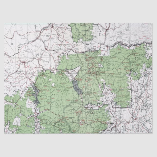 Papel De Seda Mapa de época de las Montañas Blancas (Anverso)