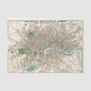 Papel De Seda Mapa de época de Londres Inglaterra (1853)
