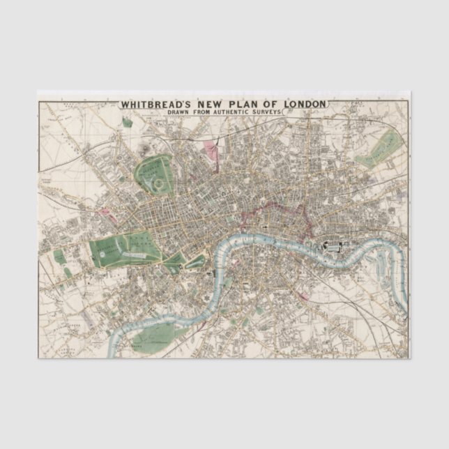 Papel De Seda Mapa de época de Londres Inglaterra (1853) (Anverso)