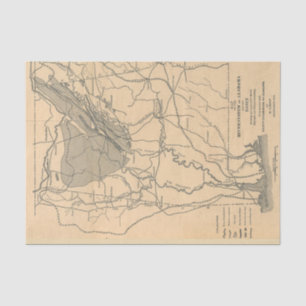 Papel De Seda Mapa de época del sistema fluvial de Alabama (1887