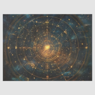 Papel De Seda Mapa de estrellas celestes doradas (3)