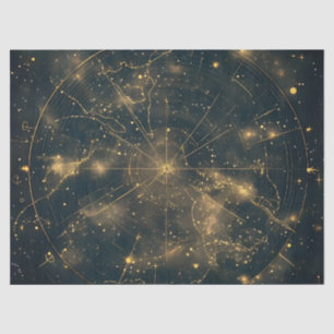 Papel De Seda Mapa de estrellas celestes doradas (5)