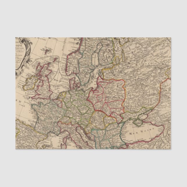 Papel De Seda Mapa de Europa (Anverso)