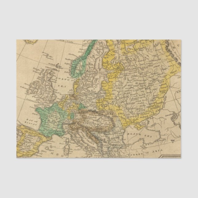 Papel De Seda Mapa de Europa por Worcester (Anverso)
