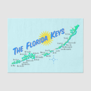 Papel De Seda Mapa de Florida Keys ilustración retro