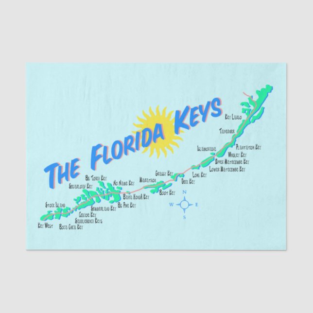 Papel De Seda Mapa de Florida Keys ilustración retro (Anverso)