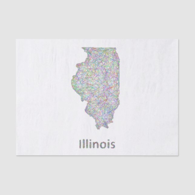 Papel De Seda Mapa de Illinois (Anverso)