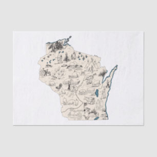 Papel De Seda Mapa de imágenes de época de Wisconsin