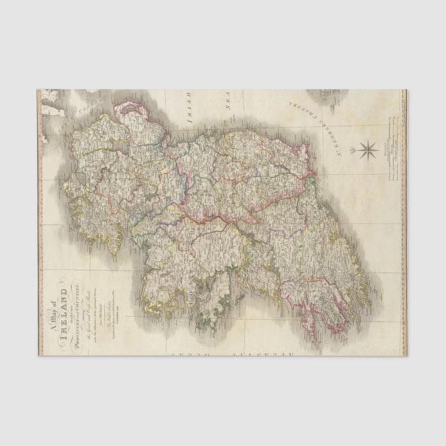 Papel De Seda Mapa de Irlanda (Anverso)