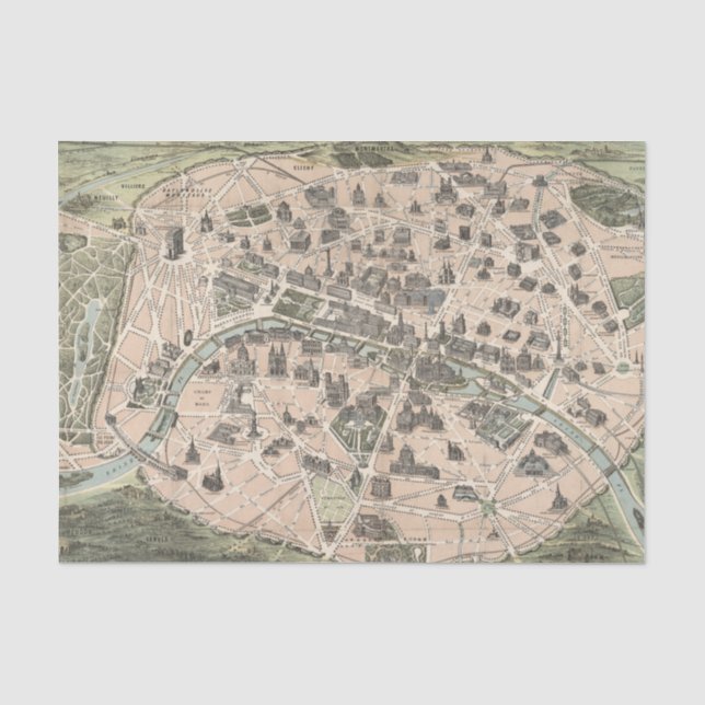 Papel De Seda Mapa de la calle Vieja de París (Anverso)