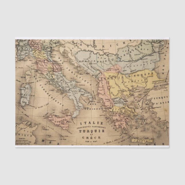 Papel De Seda Mapa de la época de Italia, Turquía y Grecia (Anverso)