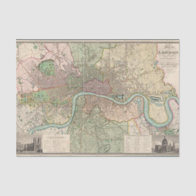 Papel De Seda Mapa de la época de Londres (Anverso)
