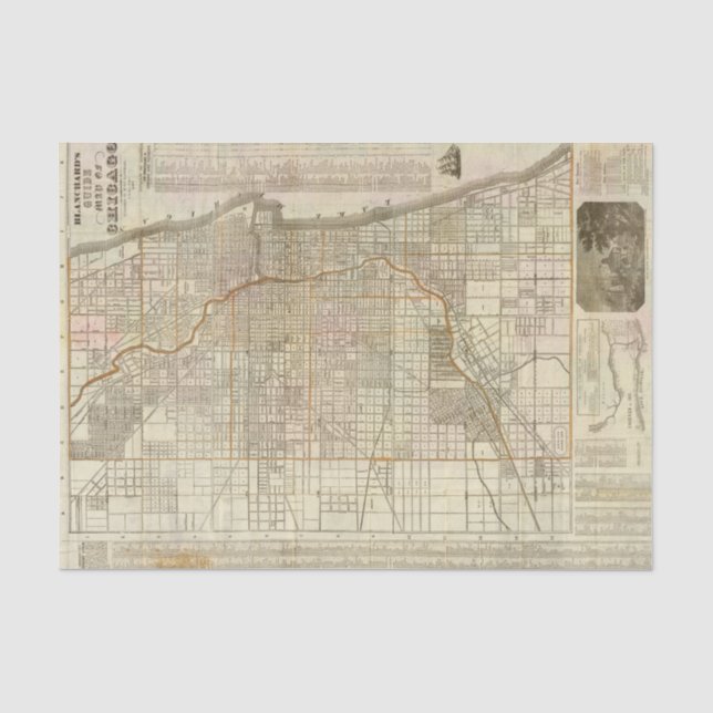 Papel De Seda Mapa de la guía de Blanchard de Chicago (Anverso)