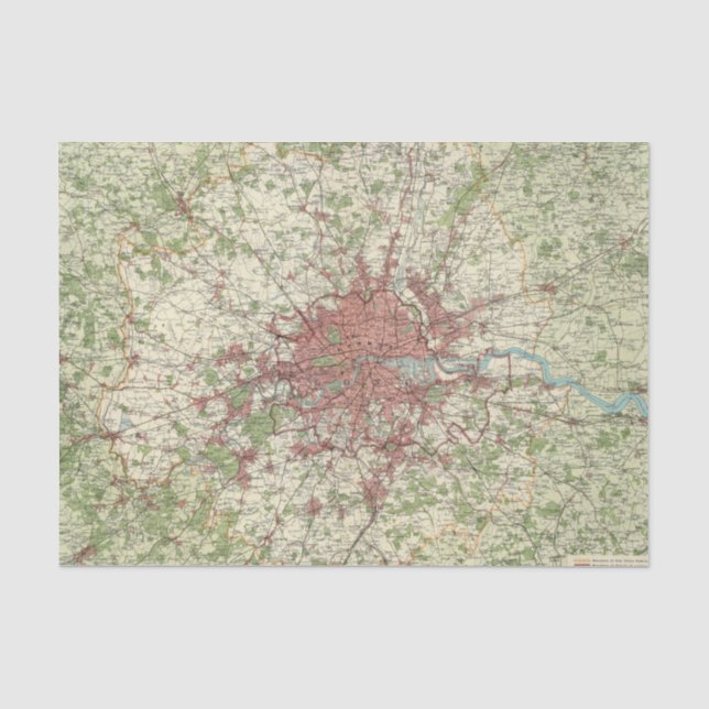 Papel De Seda Mapa de la región de Londres (Anverso)