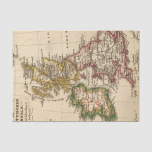 Papel De Seda Mapa de las islas británicas