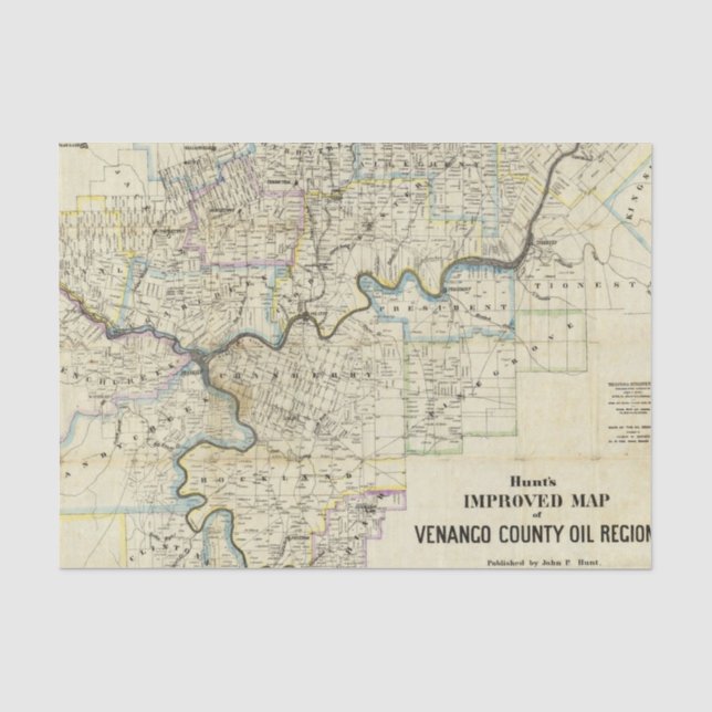 Papel De Seda Mapa de las regiones del aceite del condado de (Anverso)