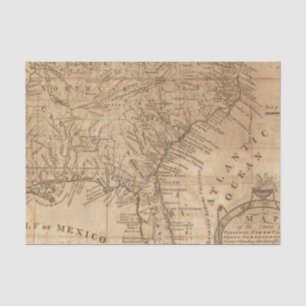 Papel De Seda Mapa de los estados de Virginia y de Carolina del