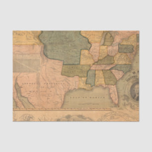 Papel De Seda Mapa de los Estados Unidos con George Washington