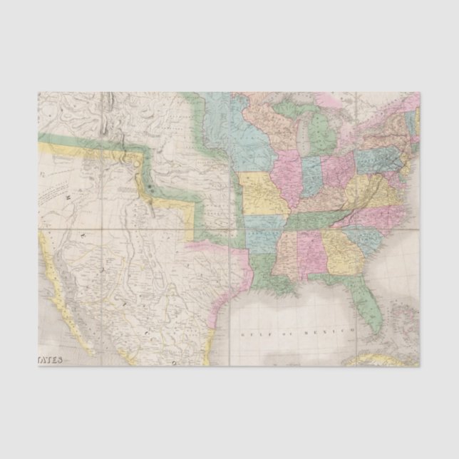 Papel De Seda Mapa de los Estados Unidos de Norteamérica (Anverso)