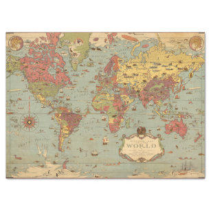 Papel De Seda Mapa de Mercadores del Mundo