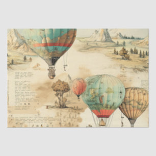 Papel De Seda Mapa de montaña de globo aerostático vintage