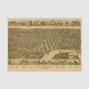 Papel De Seda Mapa de Montgomery, capital de Alabama (1887)