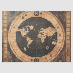 Papel De Seda Mapa de Navegación Lunar Globo Mundial Náutico Ant