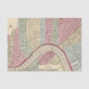 Papel De Seda Mapa de New Orleans de Mitchell