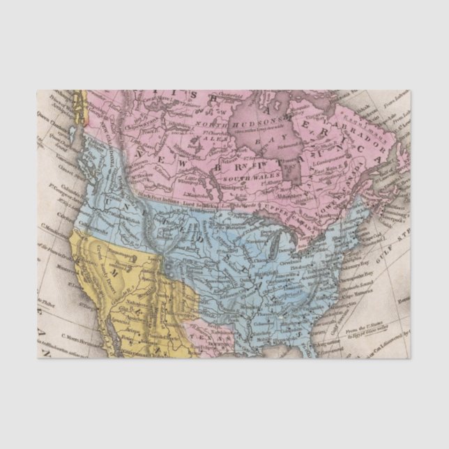 Papel De Seda Mapa de Norteamérica 2 (Anverso)