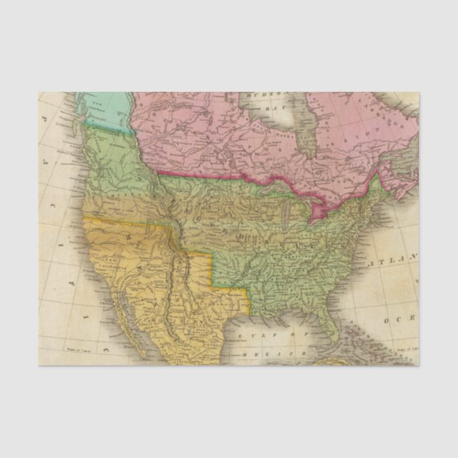 Papel De Seda Mapa de Norteamérica 3 (Anverso)