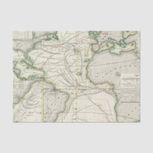 Papel De Seda Mapa de Océano Atlántico