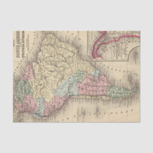 Papel De Seda Mapa de Suramérica de Mitchell