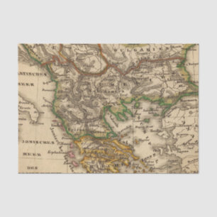 Papel De Seda Mapa de Turquía y de Grecia