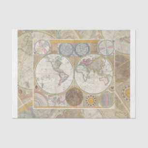 Papel De Seda Mapa de viaje mundial geografía antigua vintage