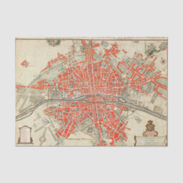 Papel De Seda Mapa de viajes de la Vieja París. Ciudad vieja. Re
