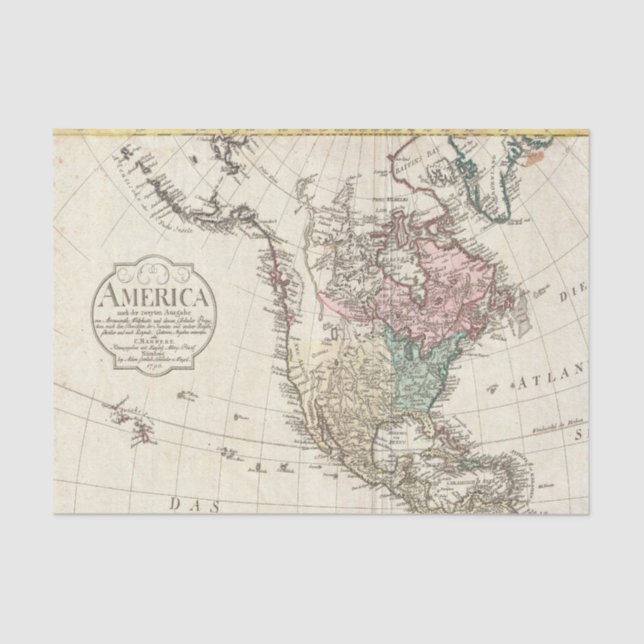 Papel De Seda Mapa de vintage America (Anverso)