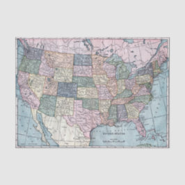 Papel De Seda Mapa de Vintage USA