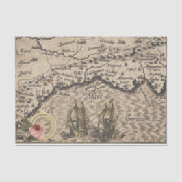 Papel De Seda Mapa de vintage y veleros