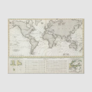 Papel De Seda mapa del atlas de la Marea-onda