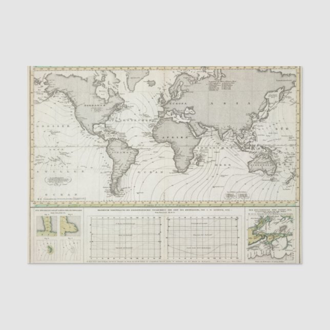 Papel De Seda mapa del atlas de la Marea-onda (Anverso)